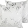 Tekstiilit<Beliani 2 Kpl Koristetyynysetti Lehtikuviolla 45X45Cm Valkoinen Ja Hopea Freesia