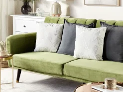 Tekstiilit<Beliani 2 Kpl Koristetyynysetti Lehtikuviolla 45X45Cm Valkoinen Ja Hopea Freesia