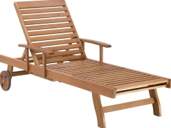 Ulkokalusteet<Beliani Akaasiapuinen Aurinkotuoli Raidallisella Pehmusteella Java