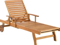 Ulkokalusteet<Beliani Akaasiapuinen Aurinkotuoli Sinisella Pehmusteella Java