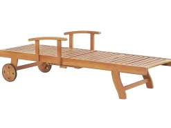 Ulkokalusteet<Beliani Akaasiapuinen Aurinkotuoli Sinisella Pehmusteella Java