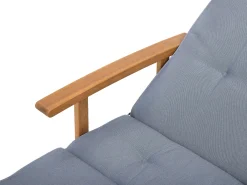 Ulkokalusteet<Beliani Akaasiapuinen Aurinkotuoli Sinisella Pehmusteella Java