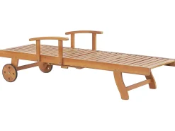 Ulkokalusteet<Beliani Akaasiapuinen Aurinkotuoli Tummanpunaisella Pehmusteella Java