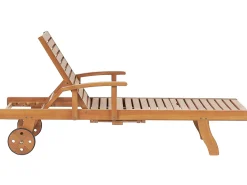 Ulkokalusteet<Beliani Akaasiapuinen Aurinkotuoli Tummanpunaisella Pehmusteella Java