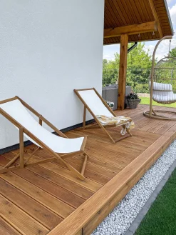 Ulkokalusteet<Beliani Aurinkotuoli Akaasia Vaalea Puu/Luonnonvalkoinen Anzio