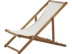 Ulkokalusteet<Beliani Aurinkotuoli Akaasia Vaalea Puu/Luonnonvalkoinen Anzio