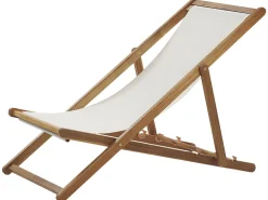 Ulkokalusteet<Beliani Aurinkotuoli Akaasia Vaalea Puu/Luonnonvalkoinen Anzio