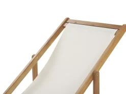 Ulkokalusteet<Beliani Aurinkotuoli Akaasia Vaalea Puu/Luonnonvalkoinen Anzio