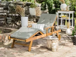 Ulkokalusteet<Beliani Aurinkotuoli Akasiapuu Vaalea Puu/Ruskeanharmaa Java