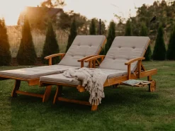 Ulkokalusteet<Beliani Aurinkotuoli Akasiapuu Vaalea Puu/Ruskeanharmaa Java