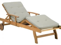 Ulkokalusteet<Beliani Aurinkotuoli Akasiapuu Vaalea Puu/Ruskeanharmaa Java