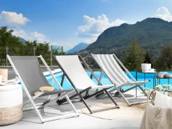 Ulkokalusteet<Beliani Aurinkotuoli Luonnonvalkoinen/Musta Locri