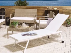 Ulkokalusteet<Beliani Aurinkotuoli Metallinen Valkoinen Portofino