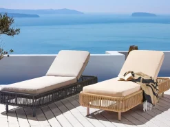 Ulkokalusteet<Beliani Aurinkotuoli Polyrottinki Beige/Luonnonvari Osini