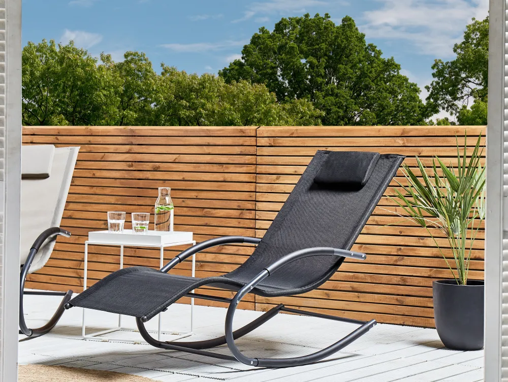 Flash Sale Beliani Aurinkotuoli Teras Keinuva Musta Carano Ii