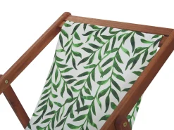 Ulkokalusteet<Beliani Aurinkotuoli Tumma Akaasia Vaihtokankaat Luonnonvalkoinen/Valkovihrea Lehdet 2 Kpl Anzio