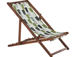 Hot Beliani Aurinkotuoli Tumma Akaasia Vaihtokankaat Luonnonvalkoinen/Vihrea Lehdet 2 Kpl Anzio