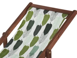 Hot Beliani Aurinkotuoli Tumma Akaasia Vaihtokankaat Luonnonvalkoinen/Vihrea Lehdet 2 Kpl Anzio