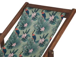 Ulkokalusteet<Beliani Aurinkotuoli Tumma Akaasia Vaihtokankaat Luonnonvalkoinen/Monivarinen Pelikaani 2 Kpl Anzio