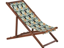 Ulkokalusteet<Beliani Aurinkotuoli Tumma Akaasia Vaihtokankaat Luonnonvalkoinen/Monivarinen Taplat 2 Kpl Anzio