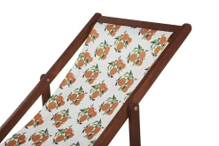 Online Beliani Aurinkotuoli Tumma Akaasia Vaihtokankaat Luonnonvalkoinen/Valko-Oranssi Appelsiinit 2 Kpl Anzio