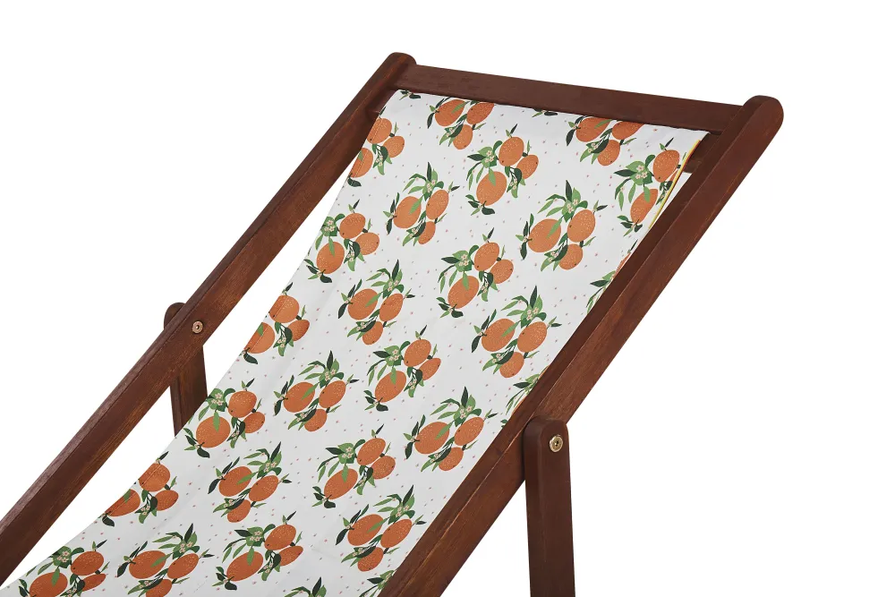 Online Beliani Aurinkotuoli Tumma Akaasia Vaihtokankaat Luonnonvalkoinen/Valko-Oranssi Appelsiinit 2 Kpl Anzio