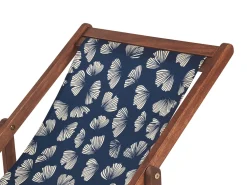 Ulkokalusteet<Beliani Aurinkotuoli Tumma Akaasia Vaihtokankaat Luonnonvalkoinen/Laivastonsininen Kukat 2 Kpl Anzio