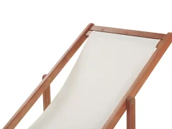 Ulkokalusteet<Beliani Aurinkotuoli Tumma Akaasia Vaihtokankaat Luonnonvalkoinen/Laivastonsininen Kukat 2 Kpl Anzio