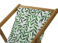 Ulkokalusteet<Beliani Aurinkotuoli Vaalea Akaasia Vaihtokankaat Luonnonvalkoinen/Valkovihrea Lehdet 2 Kpl Anzio