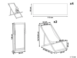 Ulkokalusteet<Beliani Aurinkotuoli Vaalea Akaasia Vaihtokankaat Luonnonvalkoinen/Punainen Kukat 2 Kpl Anzio