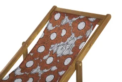 Cheap Beliani Aurinkotuoli Vaalea Akaasia Vaihtokankaat Luonnonvalkoinen/Punainen Unikko 2 Kpl Anzio