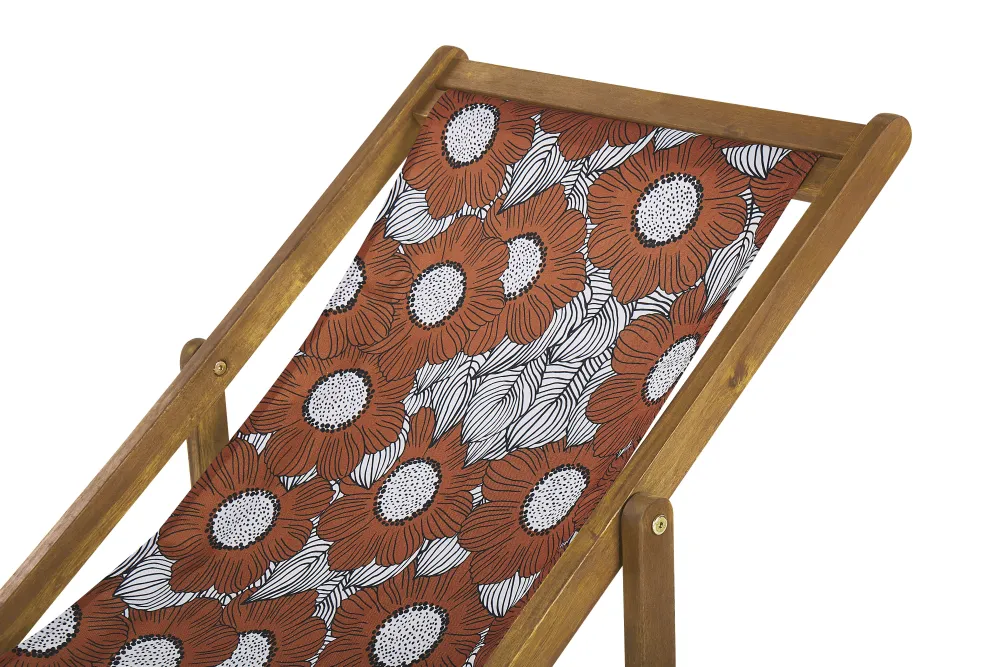 Cheap Beliani Aurinkotuoli Vaalea Akaasia Vaihtokankaat Luonnonvalkoinen/Punainen Unikko 2 Kpl Anzio