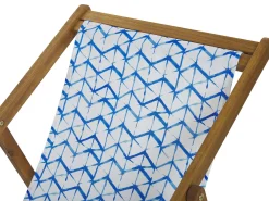 Discount Beliani Aurinkotuoli Vaalea Akaasia Vaihtokankaat Luonnonvalkoinen/Sinivalkoinen Siksak 2 Kpl Anzio