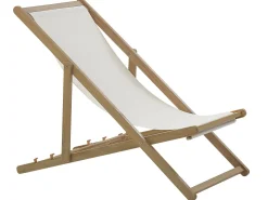 Discount Beliani Aurinkotuoli Vaalea Akaasia Vaihtokankaat Luonnonvalkoinen/Sinivalkoinen Siksak 2 Kpl Anzio