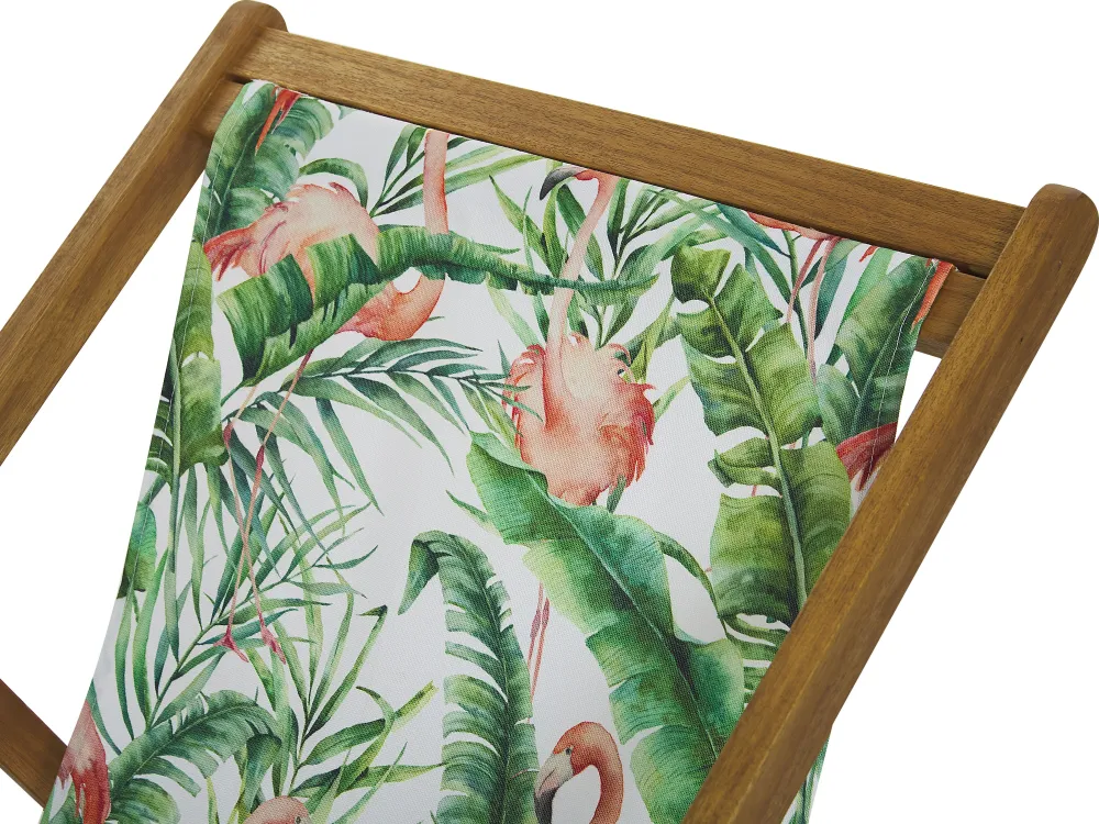 Flash Sale Beliani Aurinkotuoli Vaalea Akaasia Vaihtokankaat Luonnonvalkoinen/Monivarinen Flamingo 2 Kpl Anzio