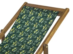 Online Beliani Aurinkotuoli Vaalea Akaasia Vaihtokankaat Luonnonvalkoinen/Tummanvihrea Oliivit 2 Kpl Anzio