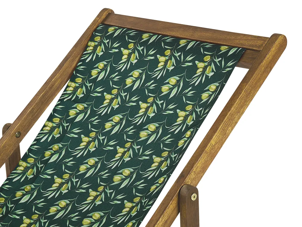 Online Beliani Aurinkotuoli Vaalea Akaasia Vaihtokankaat Luonnonvalkoinen/Tummanvihrea Oliivit 2 Kpl Anzio