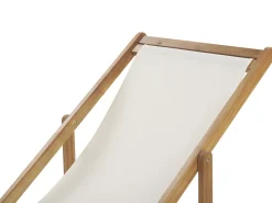 Ulkokalusteet<Beliani Aurinkotuoli Vaalea Akaasia Vaihtokankaat Luonnonvalkoinen/Beige Abstrakti 2 Kpl Anzio