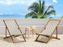 Tekstiilit<Beliani Aurinkotuolin Vaihtokangas Abstrakti Beige 2 Kpl Anzio/Avellino