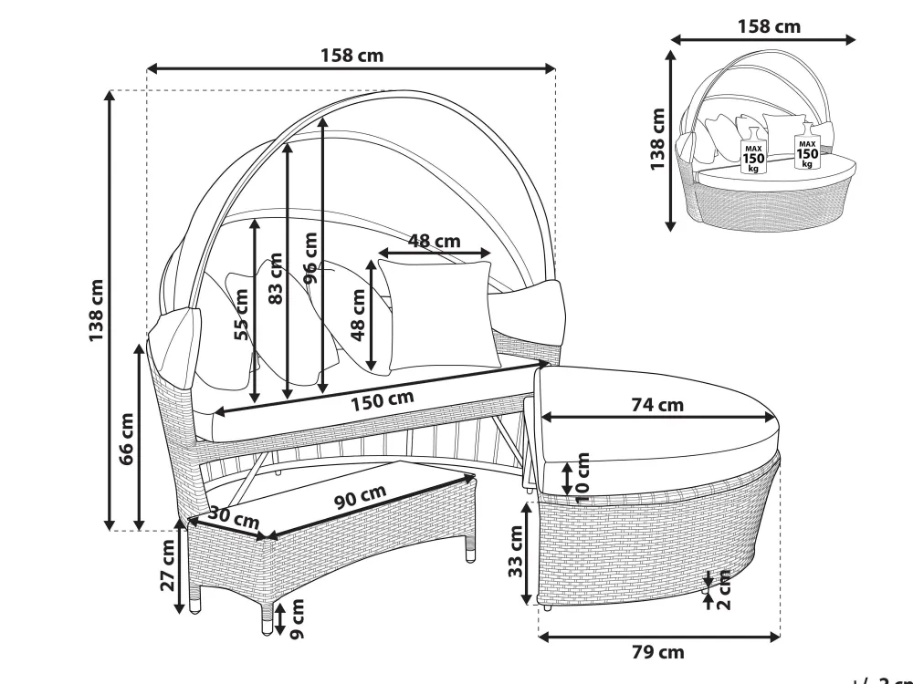 Clearance Beliani Aurinkovuode Polyrottinki Poyta Tummanruskea Sylt Lux
