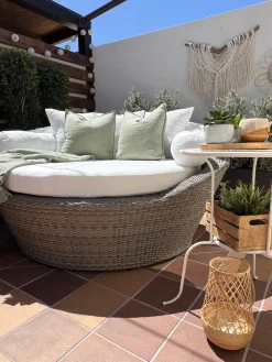 Ulkokalusteet<Beliani Aurinkovuode Polyrottinki Vaaleanruskea Sylt