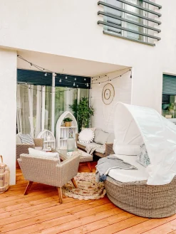 Ulkokalusteet<Beliani Aurinkovuode Polyrottinki Vaaleanruskea Sylt