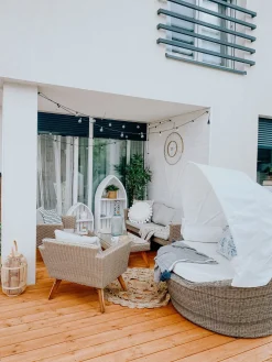 Ulkokalusteet<Beliani Aurinkovuode Polyrottinki Vaaleanruskea Sylt