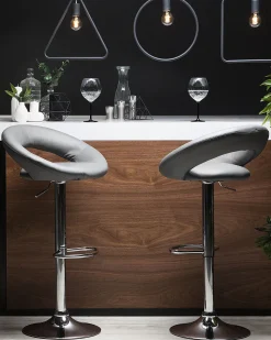 Tuolit<Beliani Baarijakkara Keinonahka Harmaa 2 Kpl Peoria