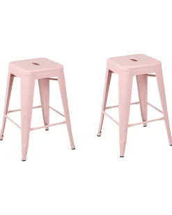 Tuolit<Beliani Baarijakkara Teras Vaaleanpunainen 60 Cm 2 Kpl Cabrillo