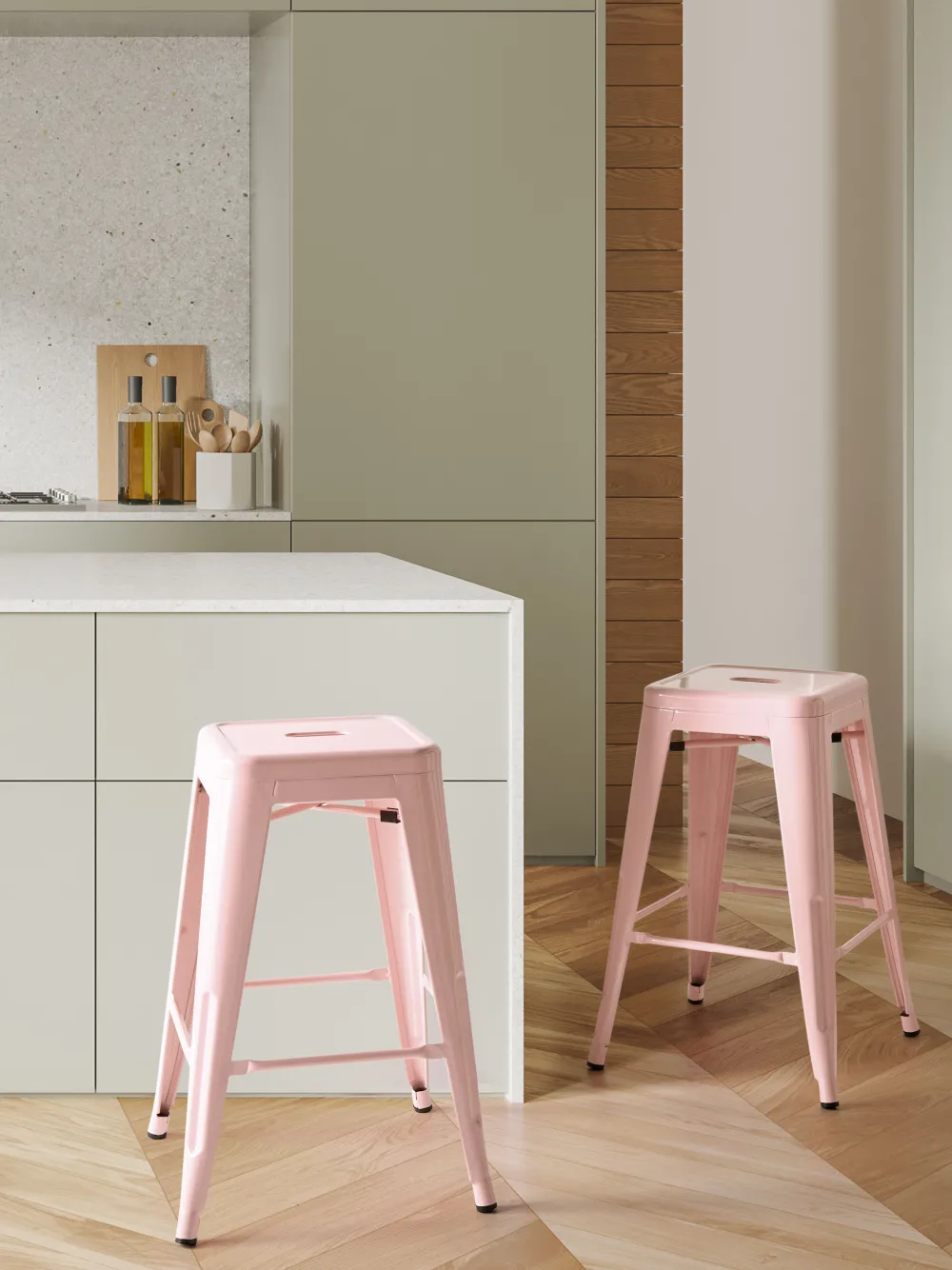 Tuolit<Beliani Baarijakkara Teras Vaaleanpunainen 60 Cm 2 Kpl Cabrillo