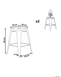 Best Beliani Baarijakkara Teras Valkoinen 60 Cm 2 Kpl Cabrillo