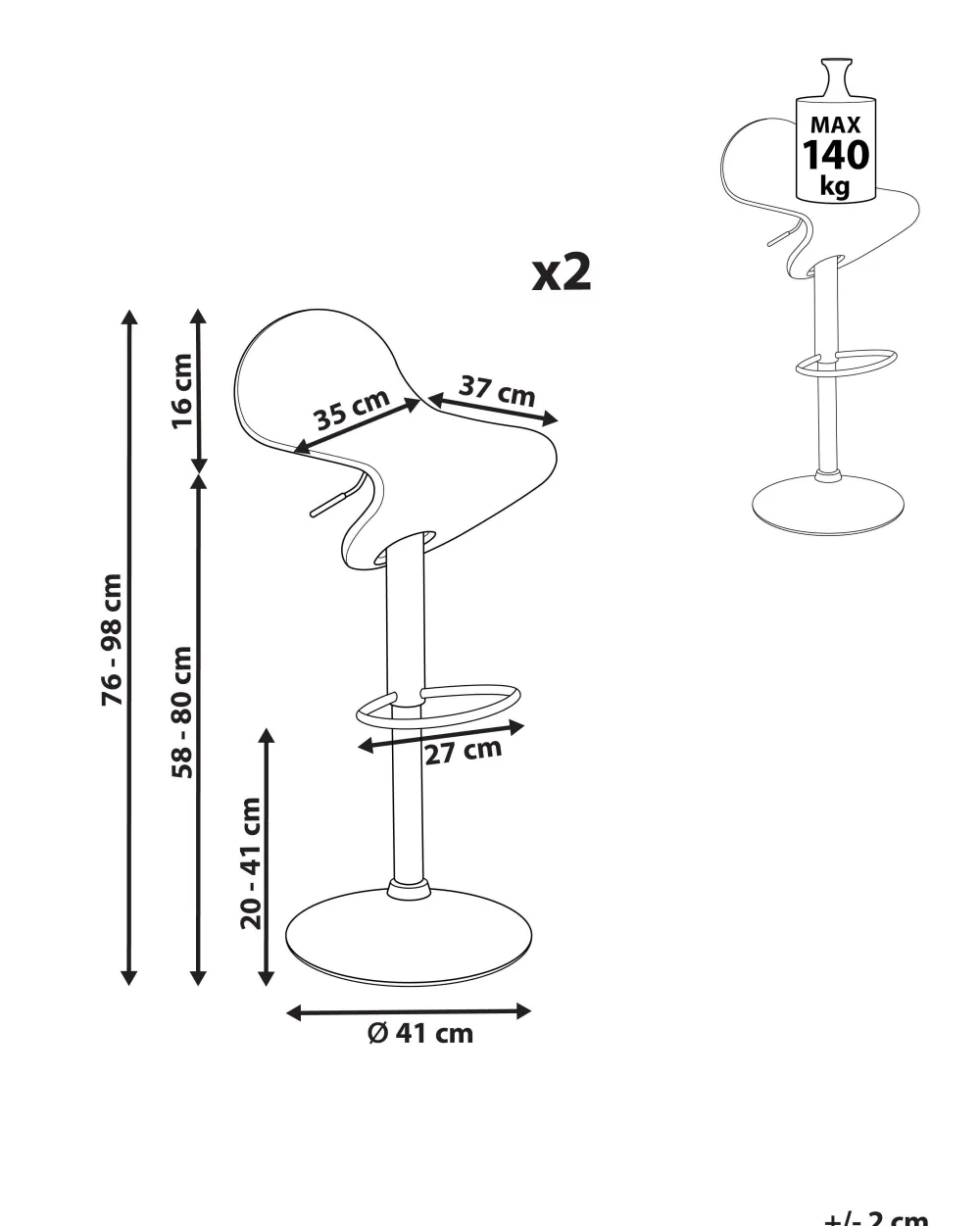 Cheap Beliani Baarijakkara Valkoinen 2 Kpl Liverpool