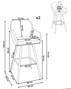 Tuolit<Beliani Baarituoli Kangas Beige 2 Kpl Darien