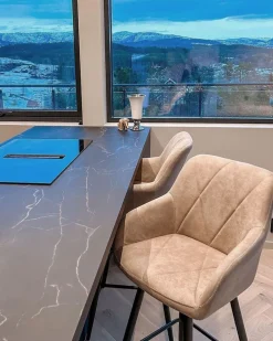 Tuolit<Beliani Baarituoli Kangas Beige 2 Kpl Darien